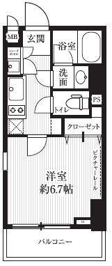 HF北四番丁レジデンス(1K/8階)の間取り写真