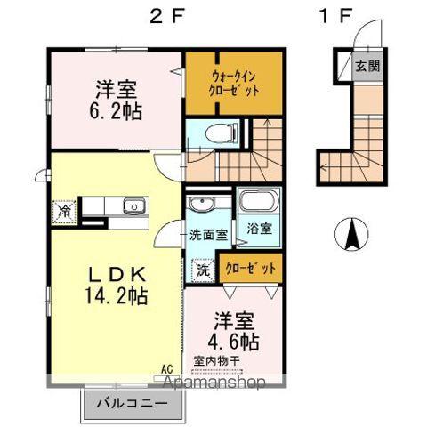 フォレストパークサイド永利(2LDK/2階)の間取り写真