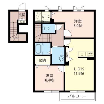 LESCALE 7 A (2LDK/2階)の間取り写真