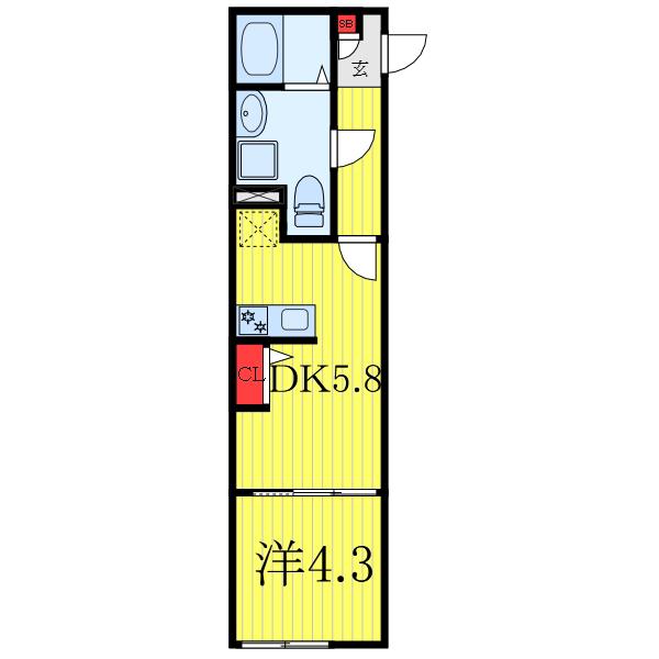 RIVER RESIDENCE 中十条(1DK/1階)の間取り写真