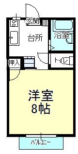 ソレイユ A(1K/1階)の間取り写真