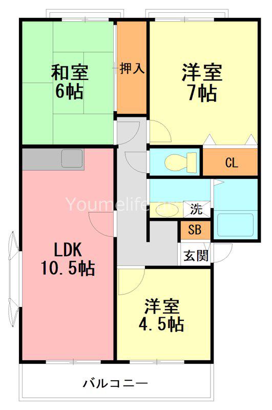 ステージ湘南第2 D棟(3LDK/2階)の間取り写真
