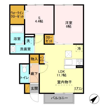 カーサ・ルミナス(1SLDK/1階)の間取り写真