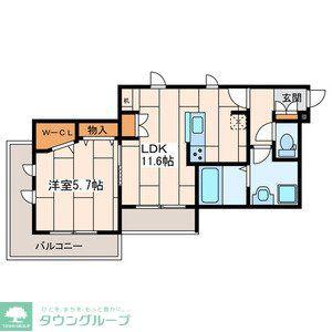 ドゥー・メゾン(1LDK/2階)の間取り写真