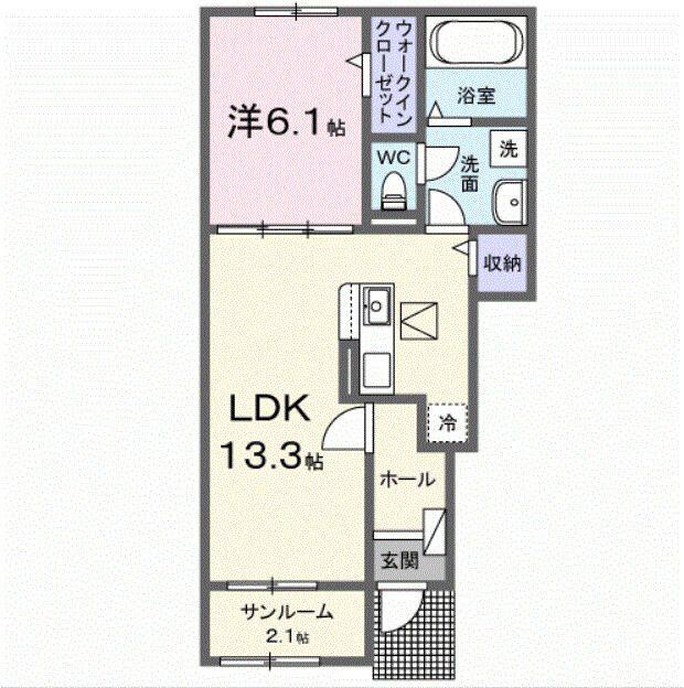 カルムメゾン(1LDK/1階)の間取り写真