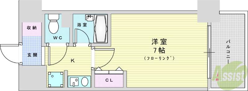エスリード新大阪第7(1K/3階)の間取り写真