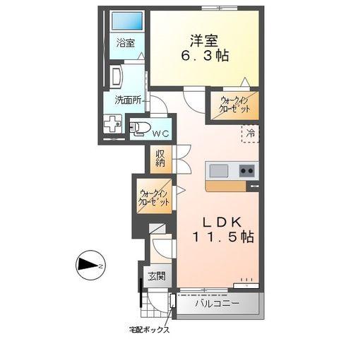 スキャリオン(1LDK/1階)の間取り写真