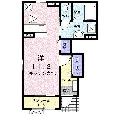 アグレアーブル(ワンルーム/1階)の間取り写真