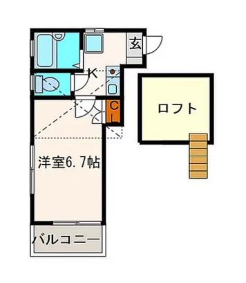 マーベラス六本松(1K/2階)の間取り写真
