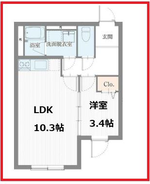 アーキスト タバタ(1LDK/4階)の間取り写真