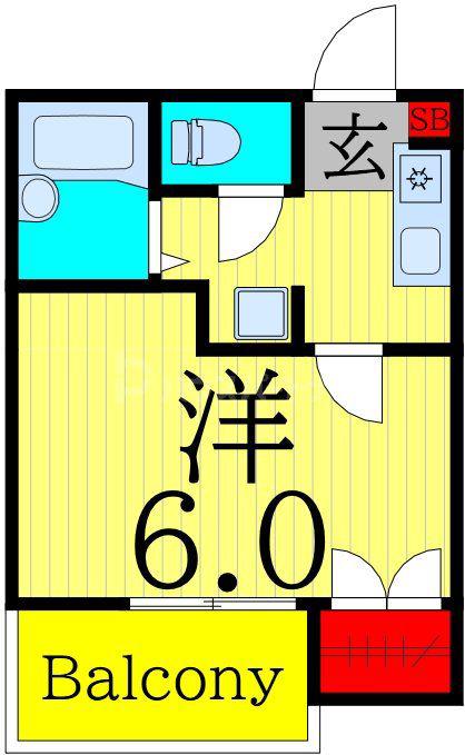 COTTONWELL浦安(1K/2階)の間取り写真