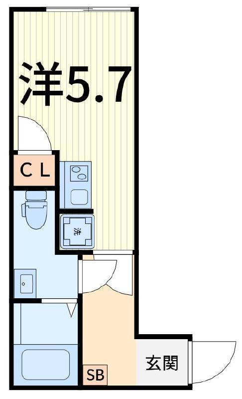 プルミエール柴又(1K/2階)の間取り写真