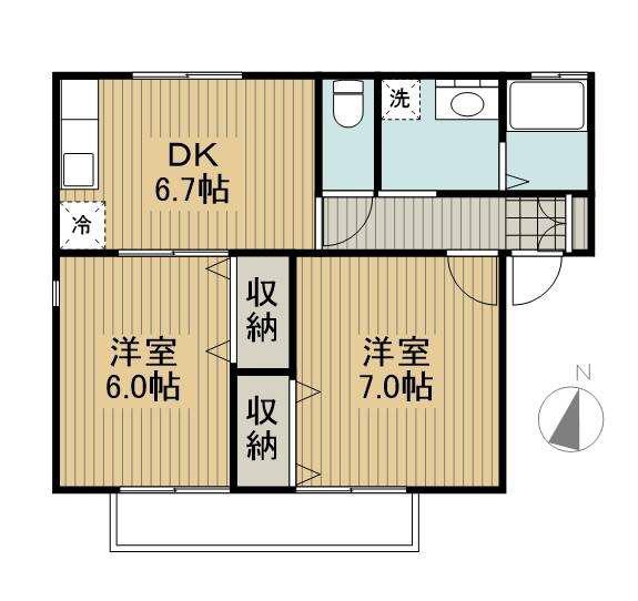 アクシス長山A(2DK/2階)の間取り写真