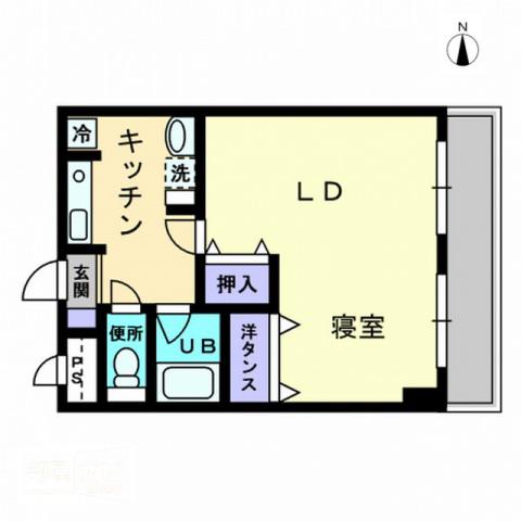 アルカディア西内町(1K/4階)の間取り写真