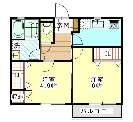 LIBERTY扇町(2K/1階)の間取り写真