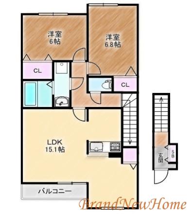 パルクエストI番館(2LDK/2階)の間取り写真