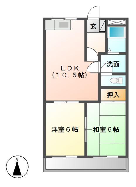 ダイヤマンションA・B棟(2LDK/2階)の間取り写真