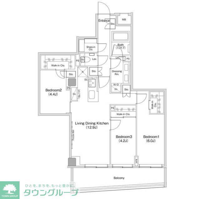 ザ・パークハビオ渋谷クロス(3LDK/8階)の間取り写真