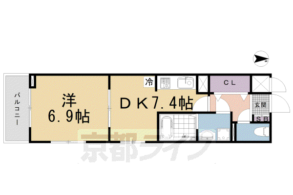 シャルマン東寺南III(1DK/3階)の間取り写真
