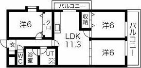 第3和光ハイム(3LDK/2階)の間取り写真
