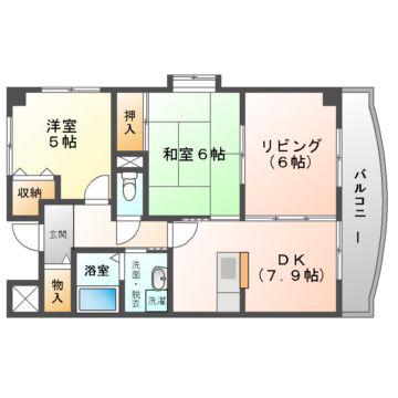 ドリーム菊水(2LDK/5階)の間取り写真
