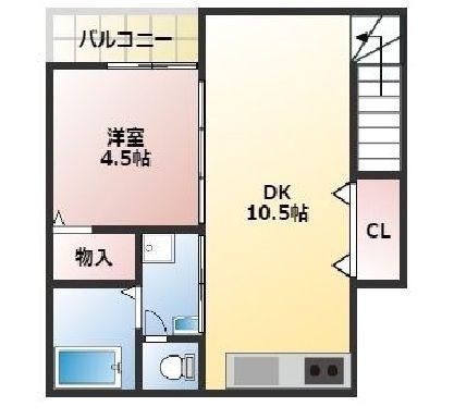 TJ海南岡田(1LDK/2階)の間取り写真