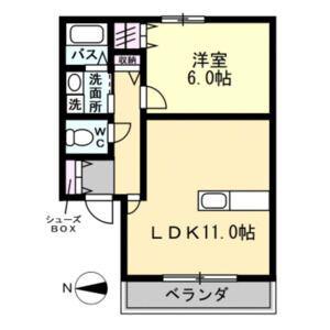 日光ハイツ並松(1LDK/1階)の間取り写真
