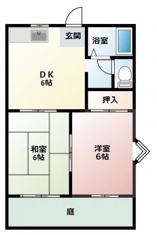 ロイヤルフレグランスB(2DK/1階)の間取り写真