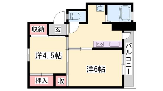 ビレッジハウス北条第二(2K/5階)の間取り写真