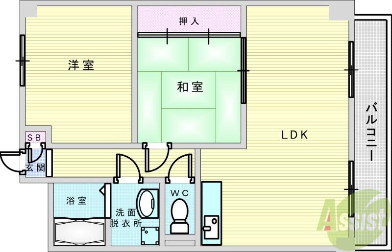 ヴィラサンテ(2LDK/2階)の間取り写真