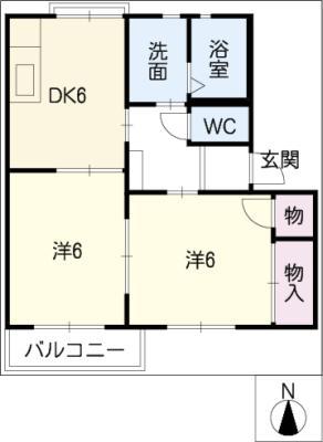 フォーレスゆうゆう(2DK/2階)の間取り写真