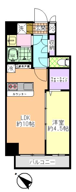 リヴェールピア(1LDK/4階)の間取り写真