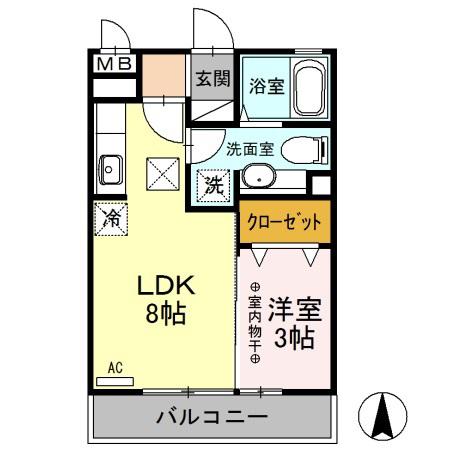 クレール シャンブル(1LDK/1階)の間取り写真
