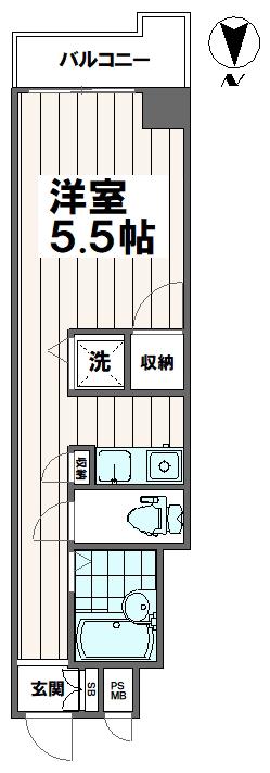 オーラボー(ワンルーム/3階)の間取り写真