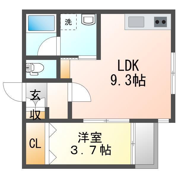 RIVER BANK(1LDK/2階)の間取り写真