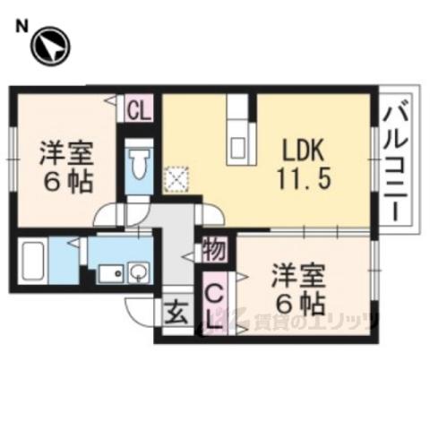 セジュールアースマーシⅣ(2LDK/2階)の間取り写真