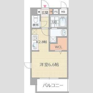 ヴィラ・ルーチェ(1K/4階)の間取り写真
