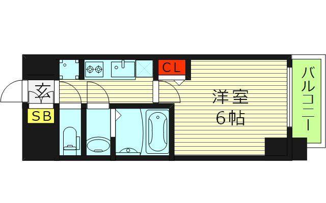 プレリス大阪今里サヴィア(1K/4階)の間取り写真