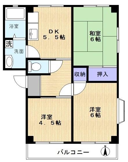 細野ハイツ(3DK/1階)の間取り写真