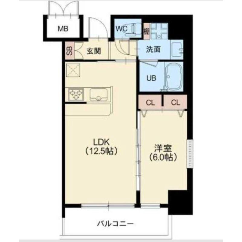 ラクラス本町東(1LDK/12階)の間取り写真