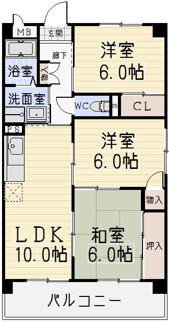 6清邦ビル(3LDK/1階)の間取り写真