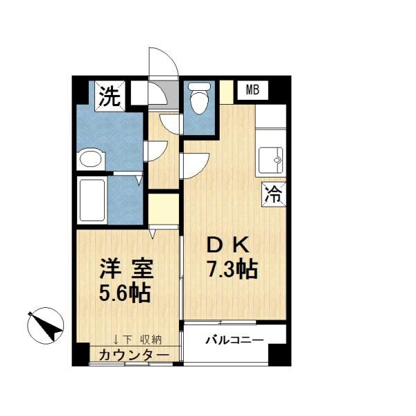 STUDIO EF(1DK/3階)の間取り写真