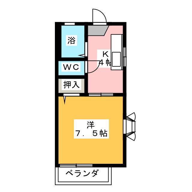 シングルハウスY(1K/1階)の間取り写真