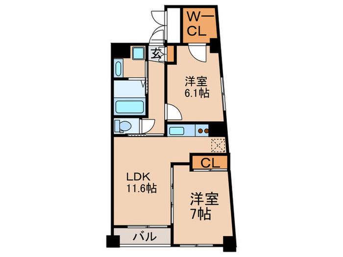プラネシア神宮道(2LDK/2階)の間取り写真
