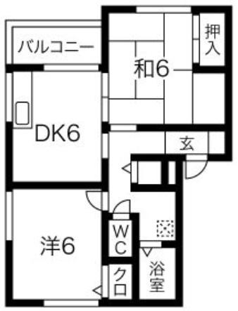 モンフレール(2DK/1階)の間取り写真