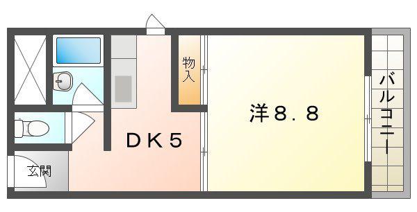 ルミエール畷(1DK/2階)の間取り写真