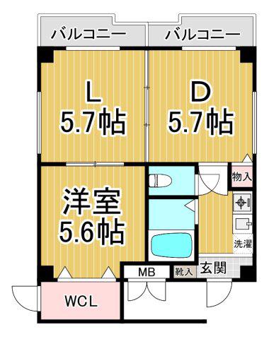 ハッピー稲野マンション(3K/1階)の間取り写真