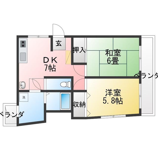 仲友ビル(2DK/3階)の間取り写真