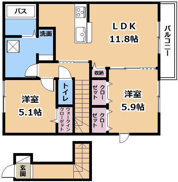 ＪＲ東海道本線 篠原駅(滋賀) 徒歩84分 2階建 新築(2LDK/2階)の間取り写真