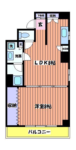 メゾン・ド・石川(1LDK/4階)の間取り写真